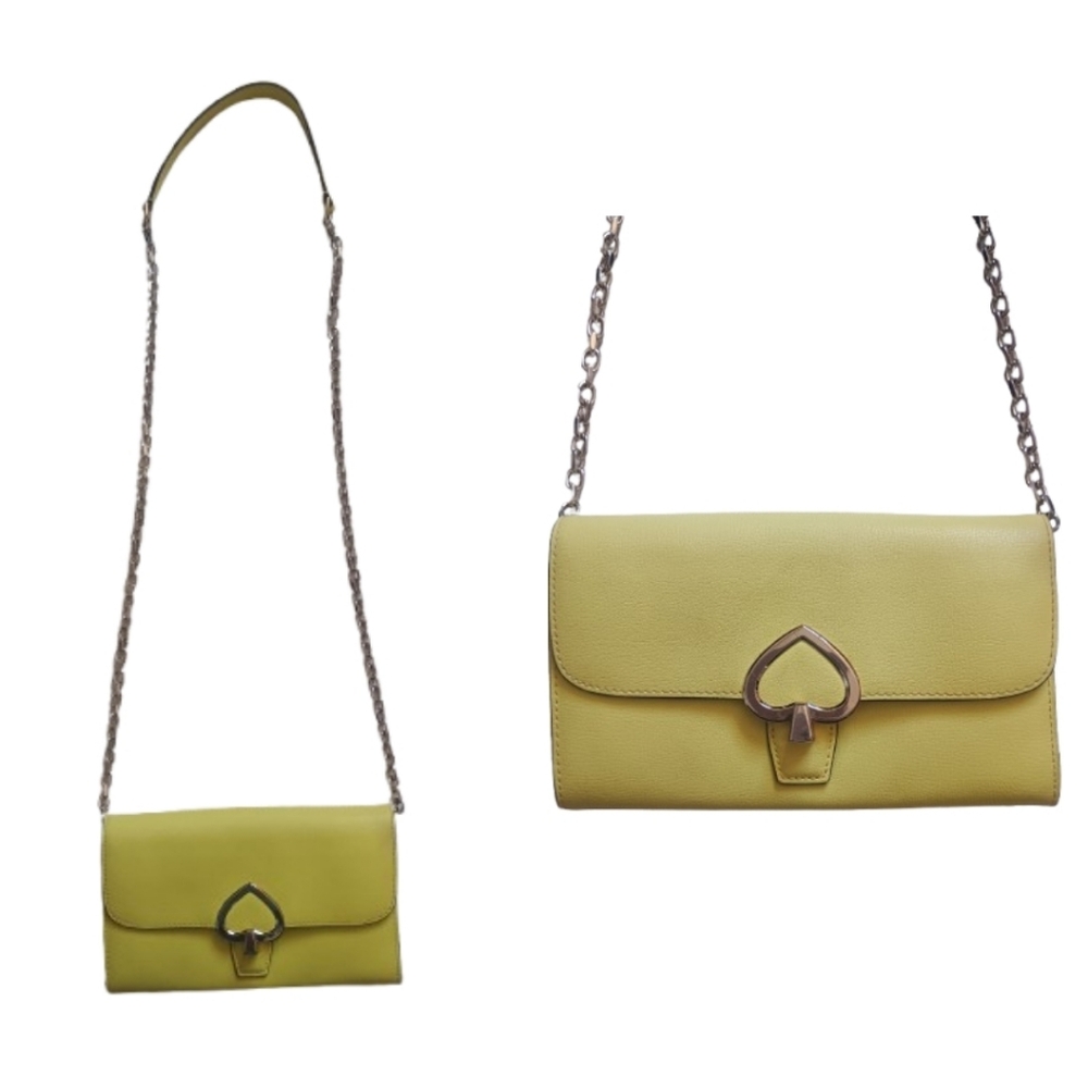 Kate Spade Robyn Small Flap Chain Wallet is a yellow leather crossbody bag